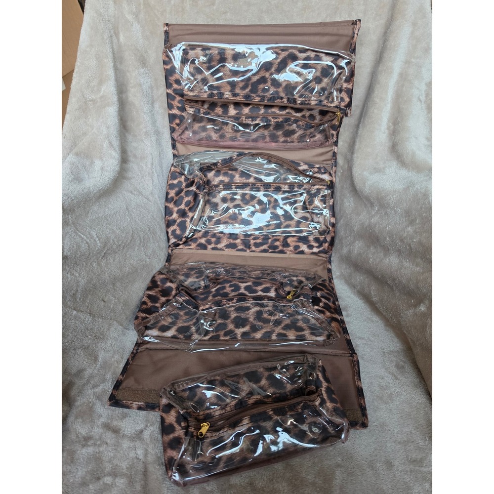 JM New York Leopard Travel Large Roll Up 3 Detachable Pouches